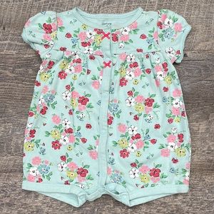 Carter’s | 9M Light Blue Floral Button-up Onesie
